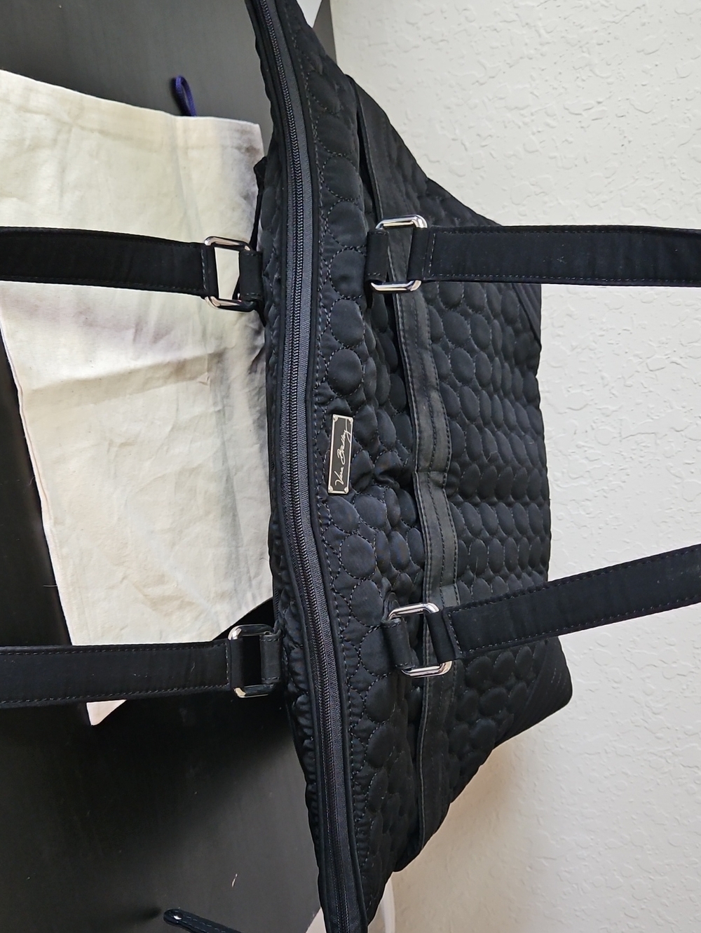 Vera Bradley Black Quilted Plastic Lined Diaper Bag/Tote Bag, Microfiber - Picture 7 of 11
